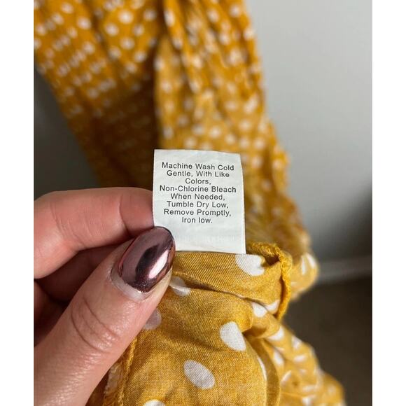 Yellow Polka Dot Ruffle Wrap Midi Dress Size Medium Sleeveless Summer Size Med - Picture 5 of 8